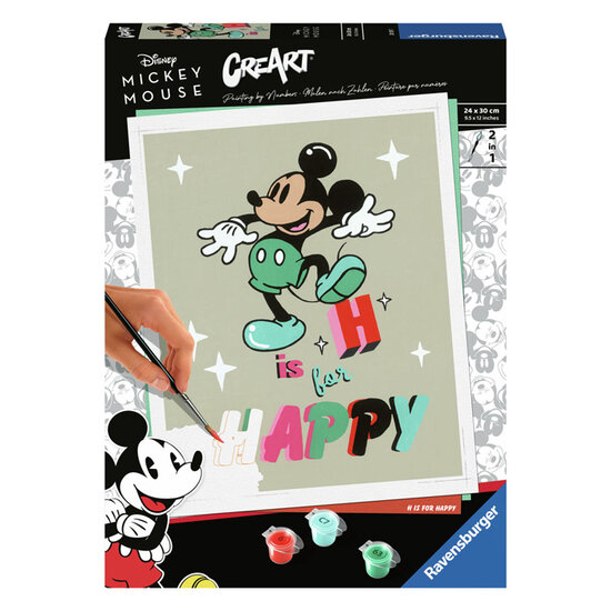 Ravensburger CreArt Schilderen op Nummer - H Is For Happy Mickey Mouse
