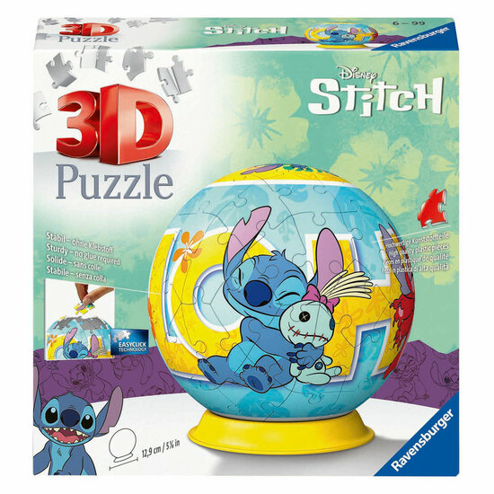 Ravensburger 3D Puzzelbal Stitch en Pop, 54st.