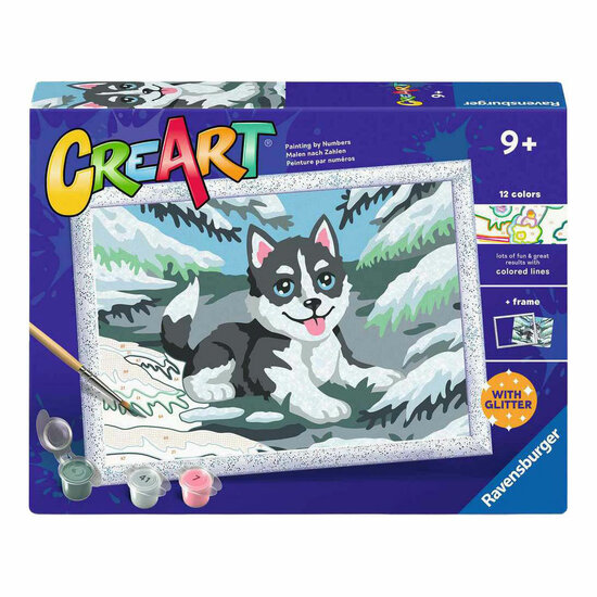 Ravensburger CreArt Schilderen op Nummer - Ondeugende Husky