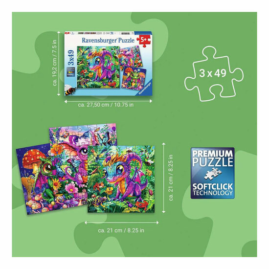 Ravensburger Legpuzzel Baby Tuin Draken - 3x49st.