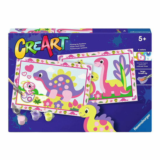 Ravensburger CreArt Schilderen op Nummer - Kleurrijke Dino's