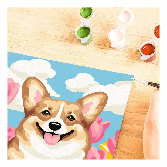 Ravensburger CreArt Schilderen op Nummer - Bloemrijke Corgi