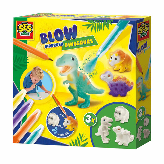 SES Blow Airbrush Pens - Dinosaurussen, 3st.