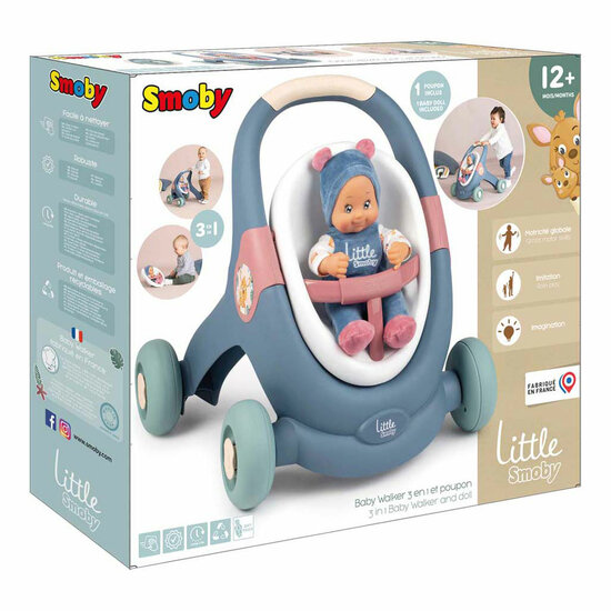 Little Smoby 3in1 Loopwagen met Babypop
