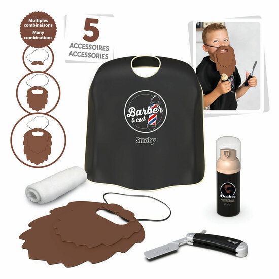 Smoby Barber &amp; Cut Barbier Mijn Eerste Baard, 5dlg.