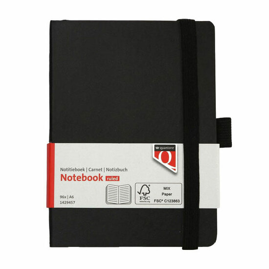 Notitieboek Quantore A6 flex lijn 192blz 80gr zwart