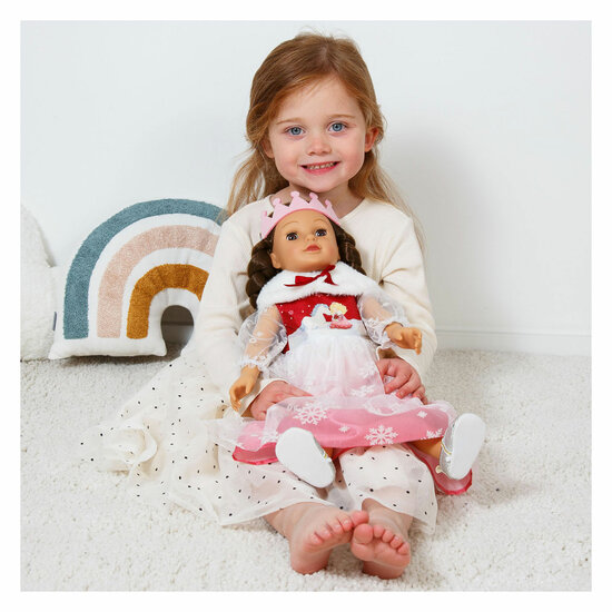 Poppenjurk Winterprinses Lumi met Kroon en Cape - Maat 28-35 cm