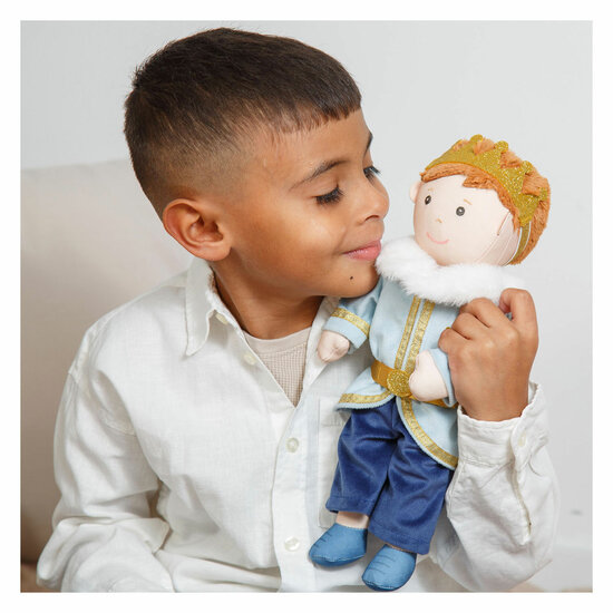 Poppenoutfit Winterprins Luka met Kroon en Kraag - Maat 28-35 cm