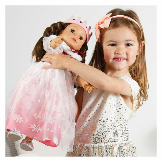 Poppenjurk Winterprinses Lumi met Kroon en Cape - Maat 35-45 cm