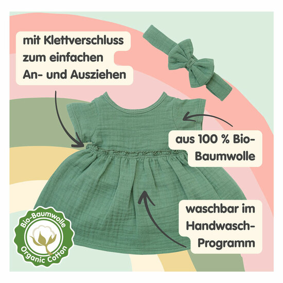 Meisjes Babypop met Groen Jurkje - 34cm