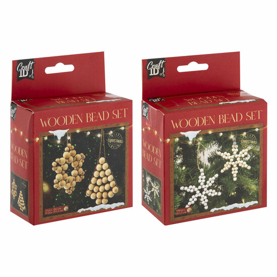 Houten Kralen Kersthangers Set Kerstmis