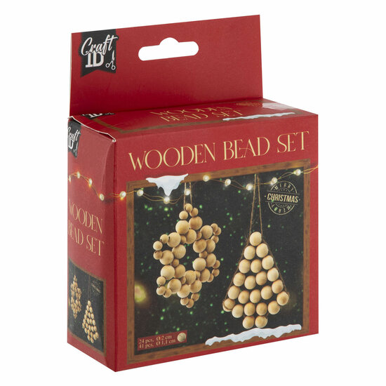 Houten Kralen Kersthangers Set Kerstmis