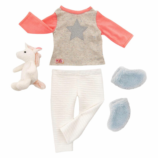 Outfit Pyjama voor Poppen 45cm - Eenhoorn