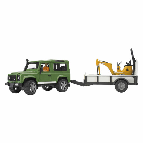 Bruder Land Rover Defender met Trailer en JCB Graafmachine - 1:16
