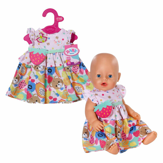 BABY born Fruitjurk met Aardbeien Handtas - 43cm