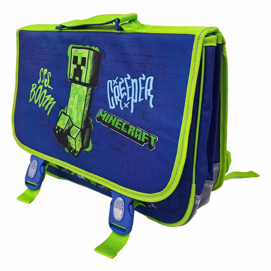 Minecraft Schooltas 2 Compartimenten met Voorzak - 31,5x41x15cm
