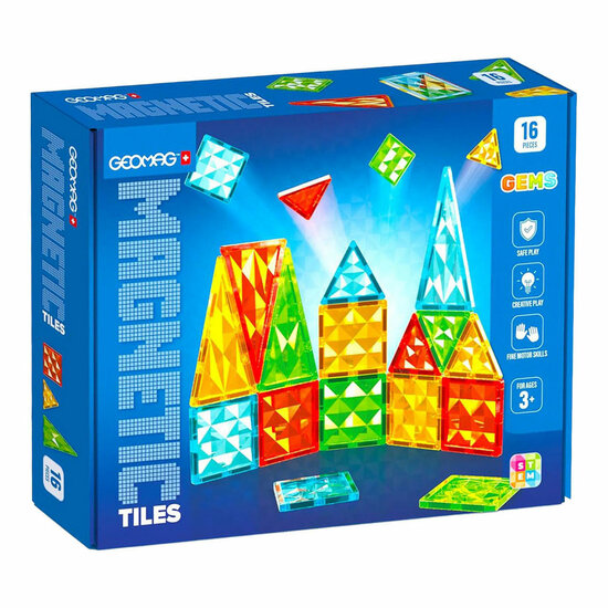 Geomag Magnetische Tegels Edelstenen set - 16dlg.