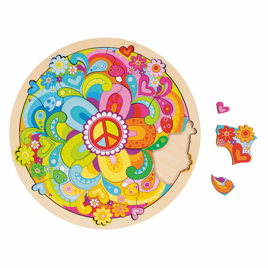 Goki Houten Puzzel Mandala Bloemen - 34dlg.