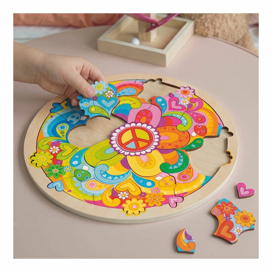 Goki Houten Puzzel Mandala Bloemen - 34dlg.