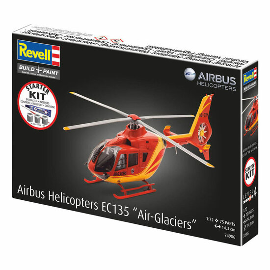 Revell Modelbouwpakket Starter Kit Airbus Helicopters EC135 Air-Glaciers 1:72 - 75dlg.