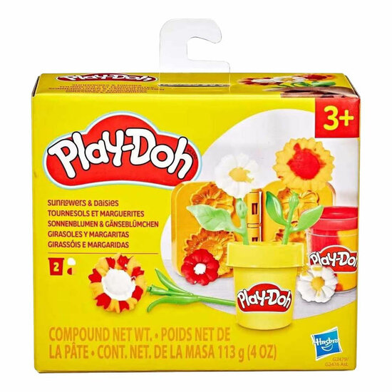 Play-Doh Lil Flowers Zonnebloemen en Madeliefjes - 2 Kleipotjes