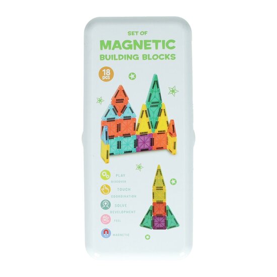 Magnetische Bouwstenen in Blik - 18st.