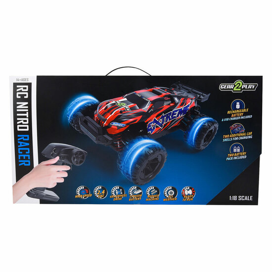 Gear2Play RC Nitro Racer Superfast Bestuurbare Auto - 1:18