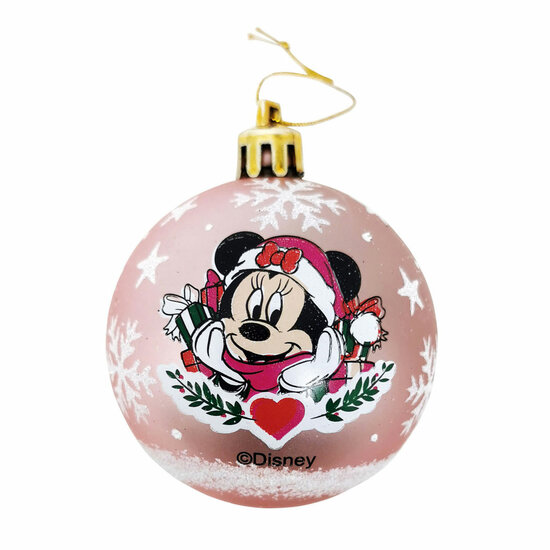 Kinder Kerstballen Minnie Mouse Roze , 10st.