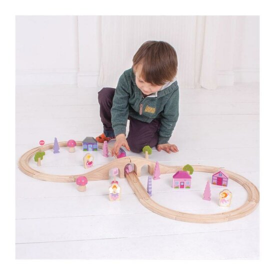 Bigjigs Houten Treinset - Roze, 40dlg. - Foto 10