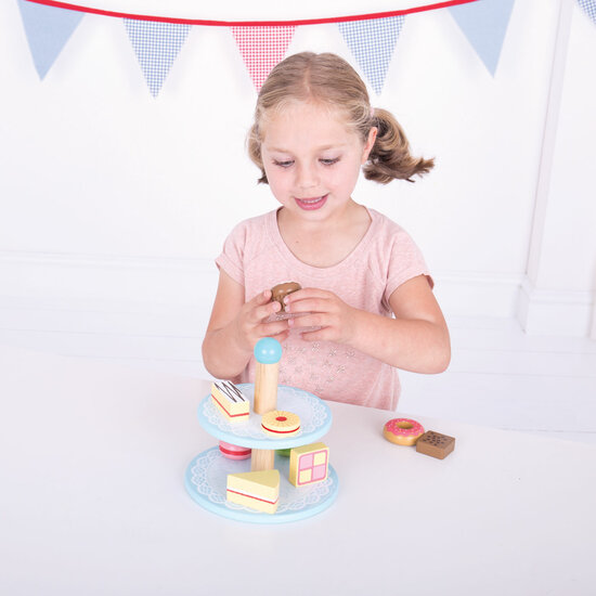 Bigjigs Houten Etagere met Taartjes - Foto 6