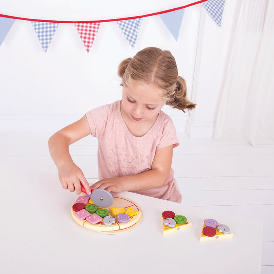 Bigjigs Houten Pizza met Beleg - Foto 7
