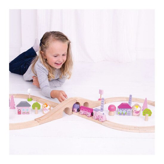 Bigjigs Houten Treinset - Roze, 40dlg. - Foto 9