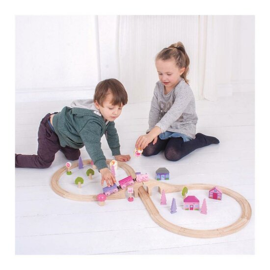 Bigjigs Houten Treinset - Roze, 40dlg. - Foto 11