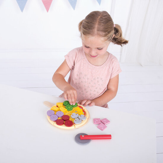 Bigjigs Houten Pizza met Beleg - Foto 8