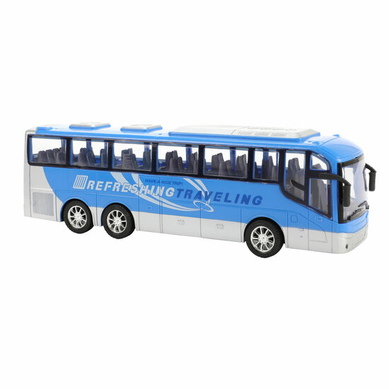 Vehicool Cars &amp; Trucks Reisbus Blauw Frictie - 32cm - Foto 6