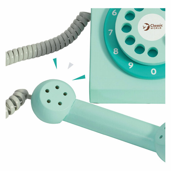 Classic World Houten Retro Telefoon Turquoise - Foto 6
