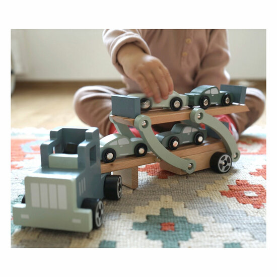 Small Foot - Houten Vrachtwagen Transporter Chicago met Auto's, 9dlg. - Foto 8