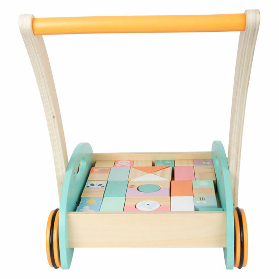 Small Foot - Houten Baby  Walker Loopwagen met Blokken Pastel, 35dlg. - Foto 5