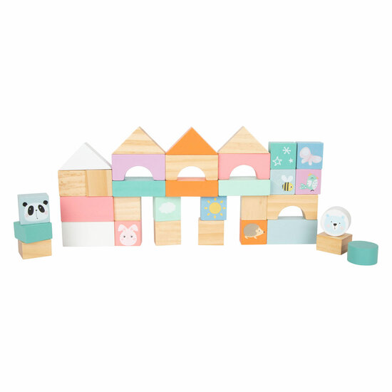 Small Foot - Houten Baby  Walker Loopwagen met Blokken Pastel, 35dlg. - Foto 7