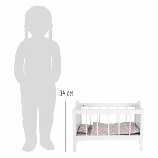 Small Foot - Houten Poppenbed Wit met Beddengoed Strepen, 4dlg. - Foto 5