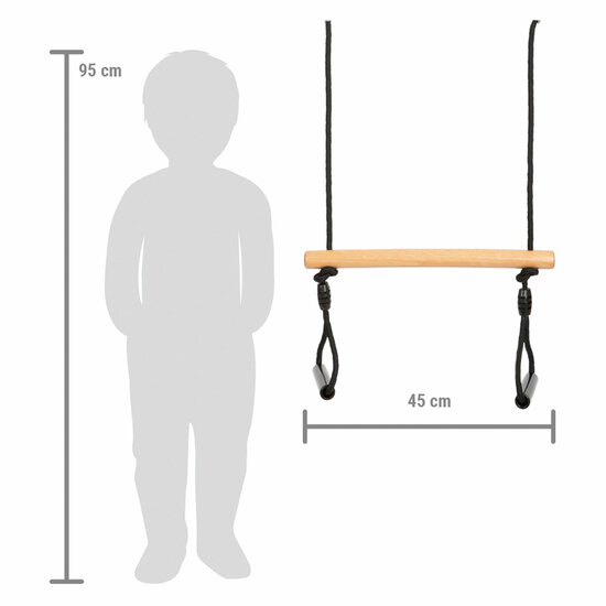 Small Foot - Houten Trapezeschommel met Gymnastiekringen Black Line - Foto 8
