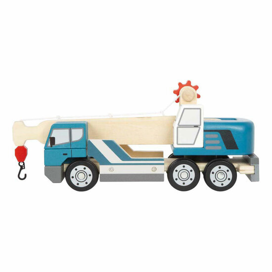Small Foot -  Houten Kraanwagen Blauw met Pallet - Foto 6