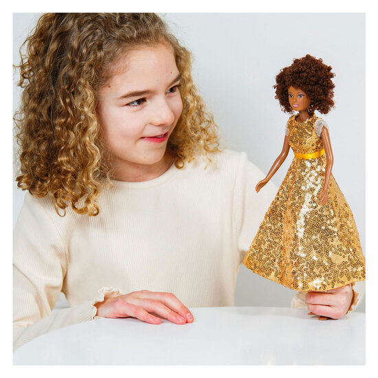 Paillettenjurk Goldstar voor Modepoppen - 29cm - Foto 5