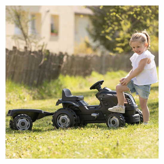 Smoby Farmer XL Traptractor met Trailer Zwart - Foto 6