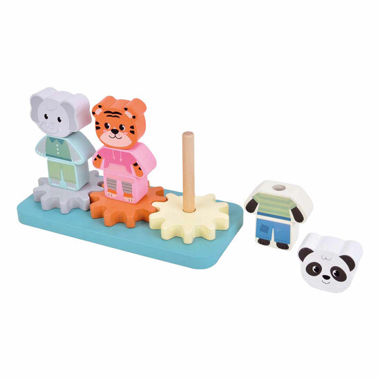 Small Foot - Houten Stapelspel met Tandwielen Jungle Friends FSC - Foto 5