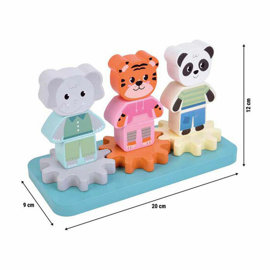Small Foot - Houten Stapelspel met Tandwielen Jungle Friends FSC - Foto 6