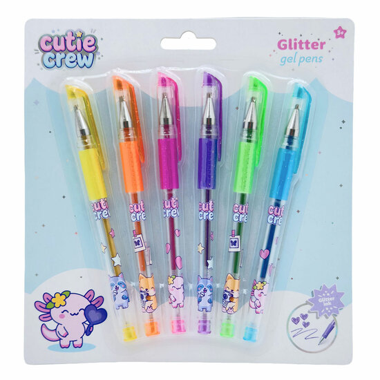 Cutie Crew Glitter Gel Pennen - 6dlg.