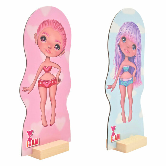 I Am 2 Poppenset met Houten Standaard
