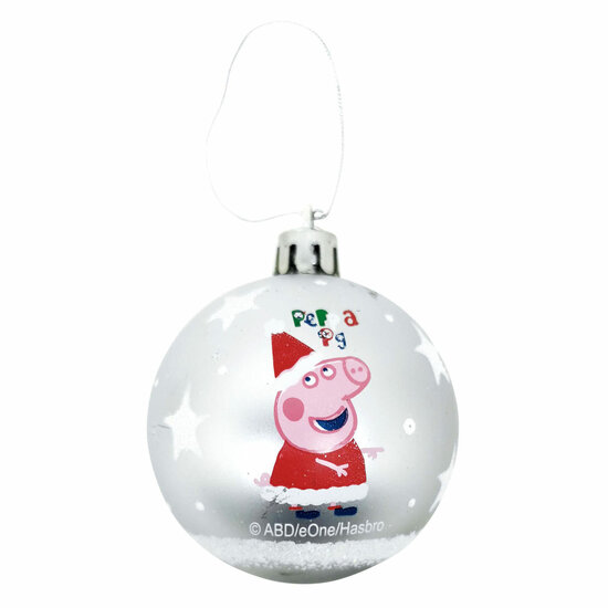 Kerstballen 8cm Peppa Pig Zilver - 6st.