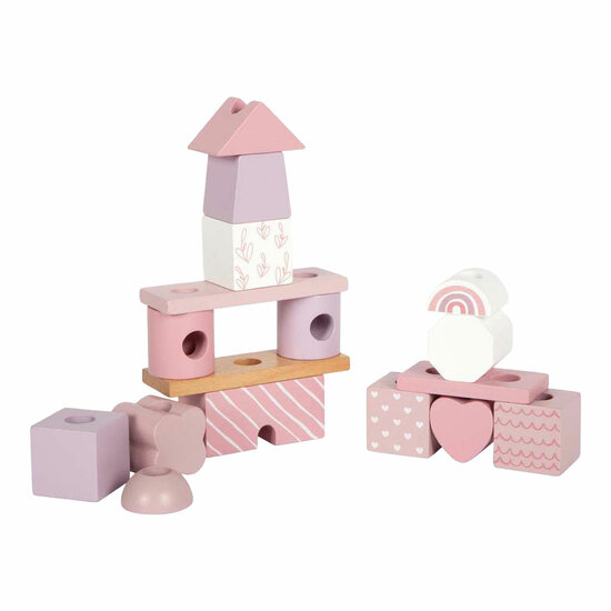Small Foot - Houten Stapelhuis Roze - 18dlg. - Foto 5